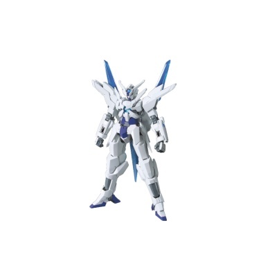 Figura de ação robô branco e azul com asas