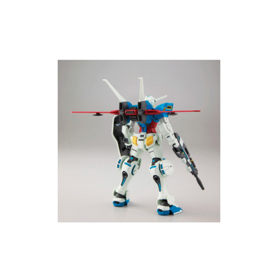 Figura robótica articulada estilo Gundam colorida com arma e asas vermelhas