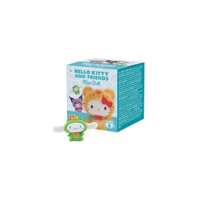 Mini boneco Toy verde com caixa azul e branca Hello Kitty and Friends
