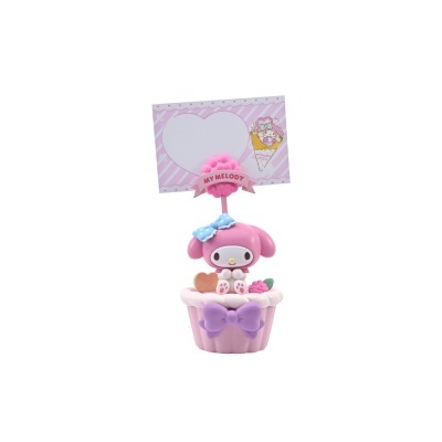 Porta-fotos rosa My Melody em forma de cupcake com laço lilás