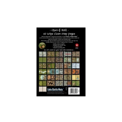 Poster de produto com texto e imagens de mapas para RPG.
