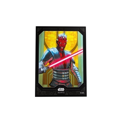 Cartaz de Darth Maul de Star Wars com sabre de luz duplo vermelho