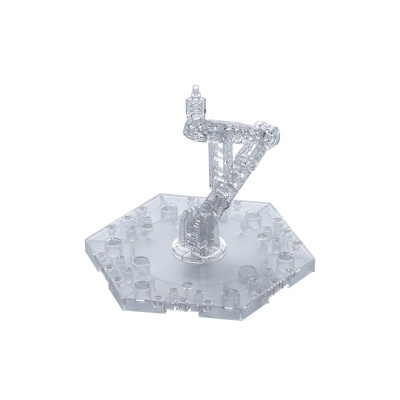 Suporte transparente em acrílico com base hexagonal e braço articulado