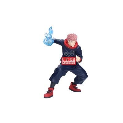 Figura de ação de personagem com bola de fogo azul