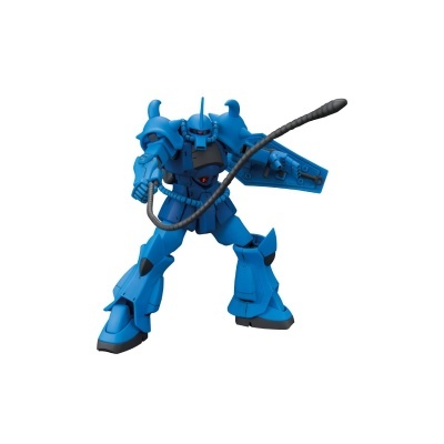Figura de robô azul com cauda flexível em fundo branco