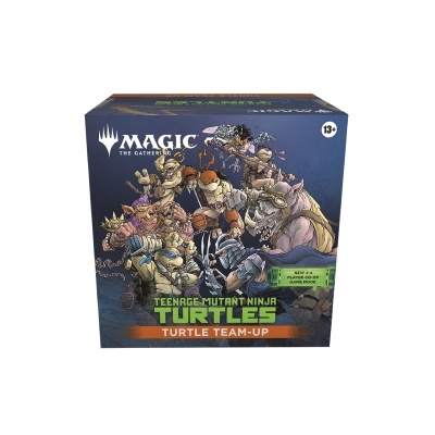 Caixa de jogo Magic Teenage Mutant Ninja Turtles com ilustração colorida das personagens