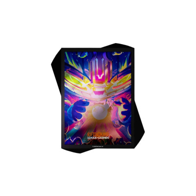 Poster colorido com personagem segurando esfera luminosa e texto RIFTBOUND LEAGUE of LEGENDS