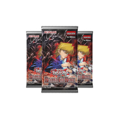 Pacotes de cartas Yu-Gi-Oh! Beyond The Brave edição inglesa 1ª edição com personagem loiro e dragão
