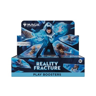 Expositor de cards do jogo Magic: The Gathering com arte azul e personagens fantásticos.