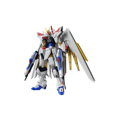 Action figure robô com asas e arma em fundo branco