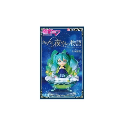 Figura de Hatsune Miku em embalagem azul com texto japonês