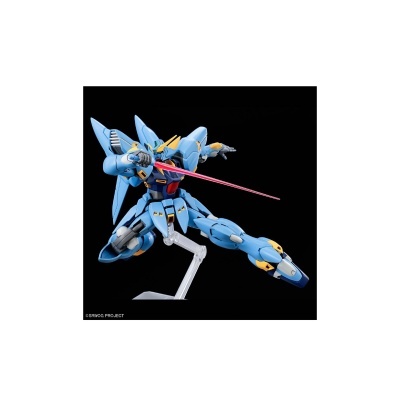 Figura robô azul com sabre de luz em pose dinâmica