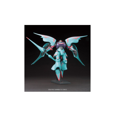 Figura robô azul com detalhes cor-de-rosa com asas e arma