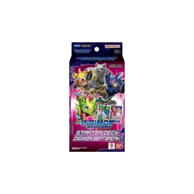 Embalagem de cartão Digimon Beatbreak com personagens coloridos e texto BANDAI NAMCO e 6+
