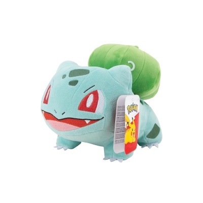 Pelúcia azul e verde do Bulbasaur Pokémon com etiqueta