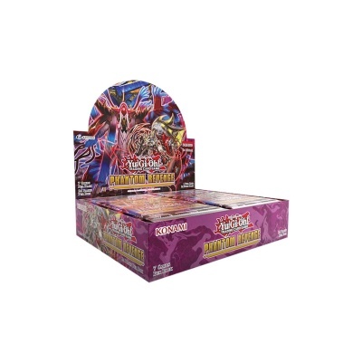 Caixa de cartas Yu-Gi-Oh! Phantom Revenge roxa com ilustrações coloridas