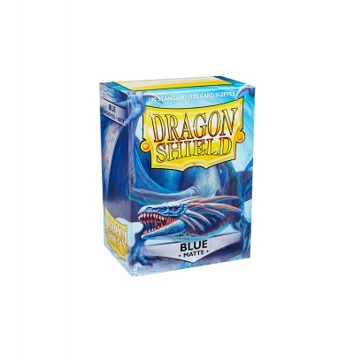 Caixa de protetores de cartas Dragon Shield azul mate com dragão azul