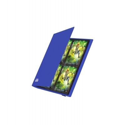 Pasta azul com cartões colecionáveis coloridos