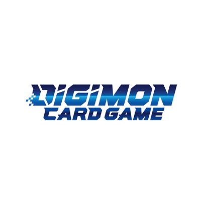 Logótipo DIGIMON CARD GAME em azul com pixel art