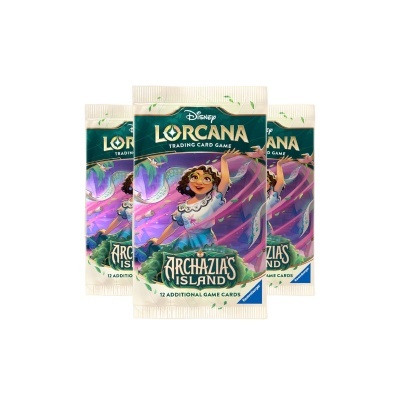 Pacote de cartas Disney Lorcana Archazia's Island com personagem feminina animada