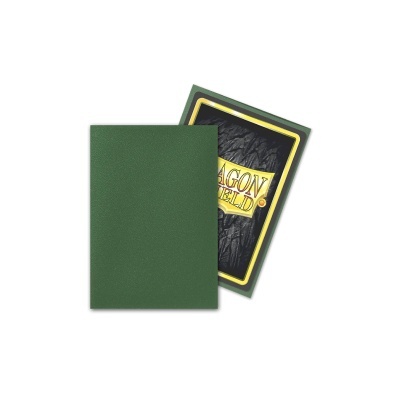 Capa protetora verde para cartas com carta DRAGON SHIELD visível