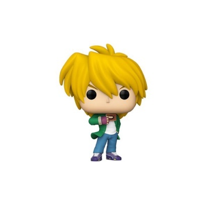 Figura Funko Pop com cabelo amarelo e roupa colorida