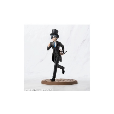 Figura colecionável de personagem masculino com fato preto e cartola