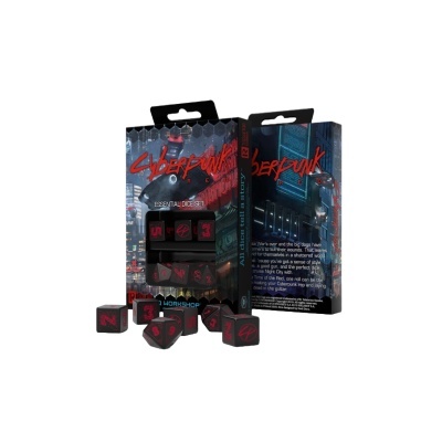 Conjunto de dados CYBERPUNK RED em embalagem com design futurista urbano