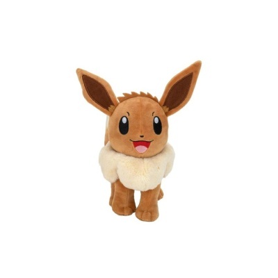 Peluche do personagem Eevee castanho com pêlo claro no pescoço
