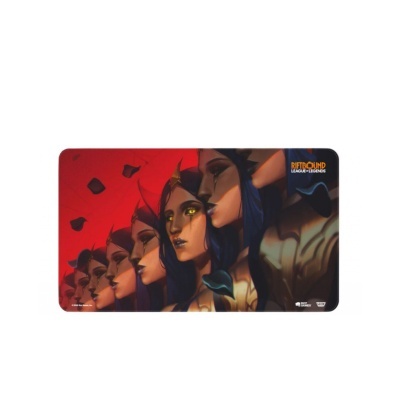Mousepad colorido com faces femininas e texto RIFTBOUND LEAGUE OF LEGENDS