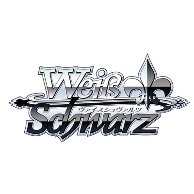 Logotipo Weiss Schwarz com espada e flor-de-lis em cinzento e preto