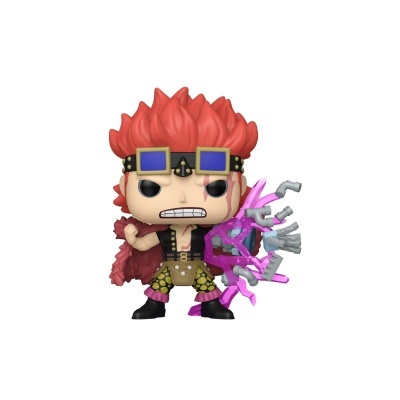 Figura Funko Pop com cabelo vermelho espetado e óculos quadrados azuis