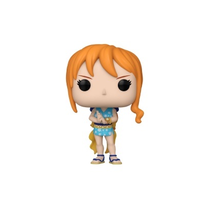 Figura Funko Pop com vestido azul e cabelo laranja