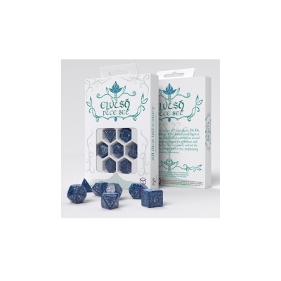 Conjunto de dados temáticos Elvish em caixa branca com moldura verde e azul
