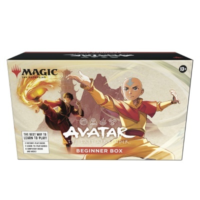 Caixa do jogo Magic The Gathering Avatar The Last Airbender com personagens e texto na embalagem