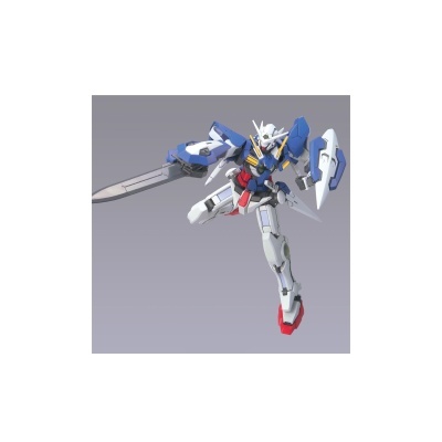 Figura de ação robô branco, azul e vermelho com espada e escudo