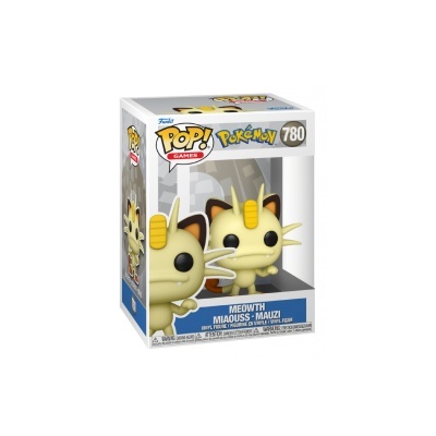 Figura Pop! Games Pokémon Meowth em caixa de cartão com janela transparente