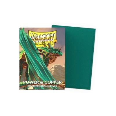 Caixa com imagem de dragão e sleeves verdes para cards