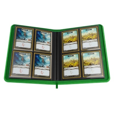 Livro verde para cards colecionáveis com cartas Fireball Peak e Terranoth