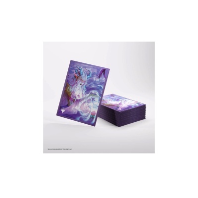 Cartas colecionáveis com ilustração mística em tons de roxo e azul.