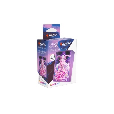 Caixa roxa de sleeves para cartas Magic The Gathering com personagem e flores