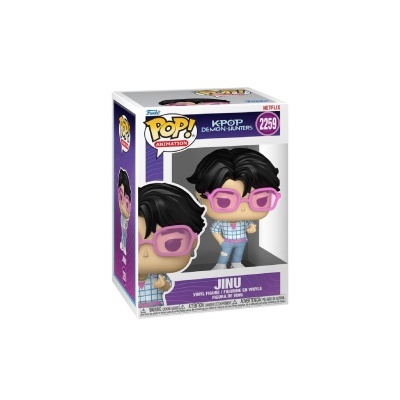 Figura Funko POP! Animation Jinu KPOP Demon Hunters com óculos rosa e camisa xadrez