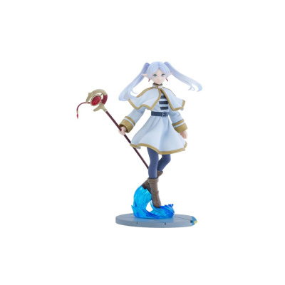 Figura de personagem anime com túnica branca e cetro vermelho