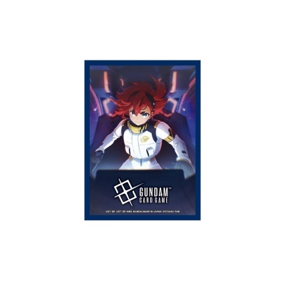 Cartão do jogo Gundam Card Game com personagem de cabelo vermelho e fato branco.