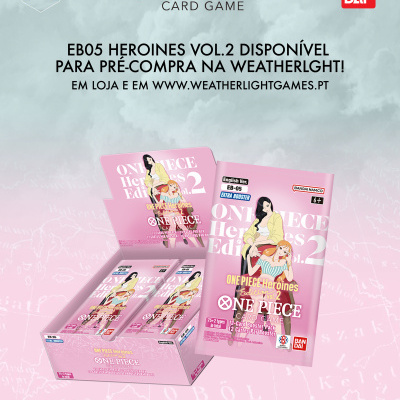 Embalagem rosa e cartas do jogo One Piece Card Game edição Heroines vol.2