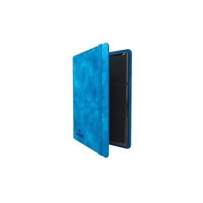 Estojo azul de veludo com interior preto e divisórias