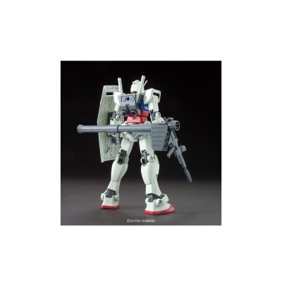 Figura de robô branco com arma e escudo