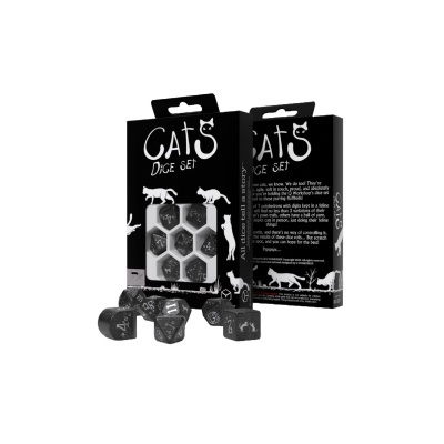 Conjunto de dados temáticos com silhuetas de gatos em caixa preta