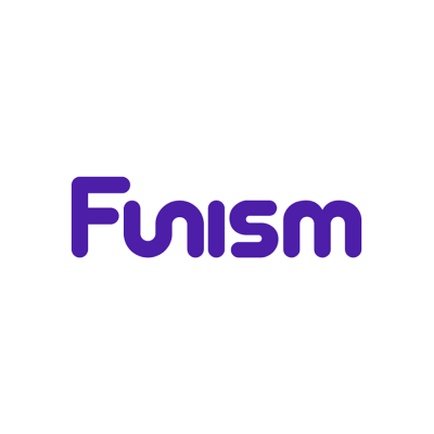 Logo Funism em letras roxas arredondadas