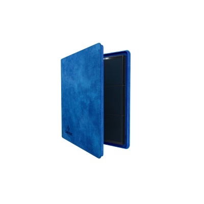 Estojo azul para óculos com textura aveludada e interior preto